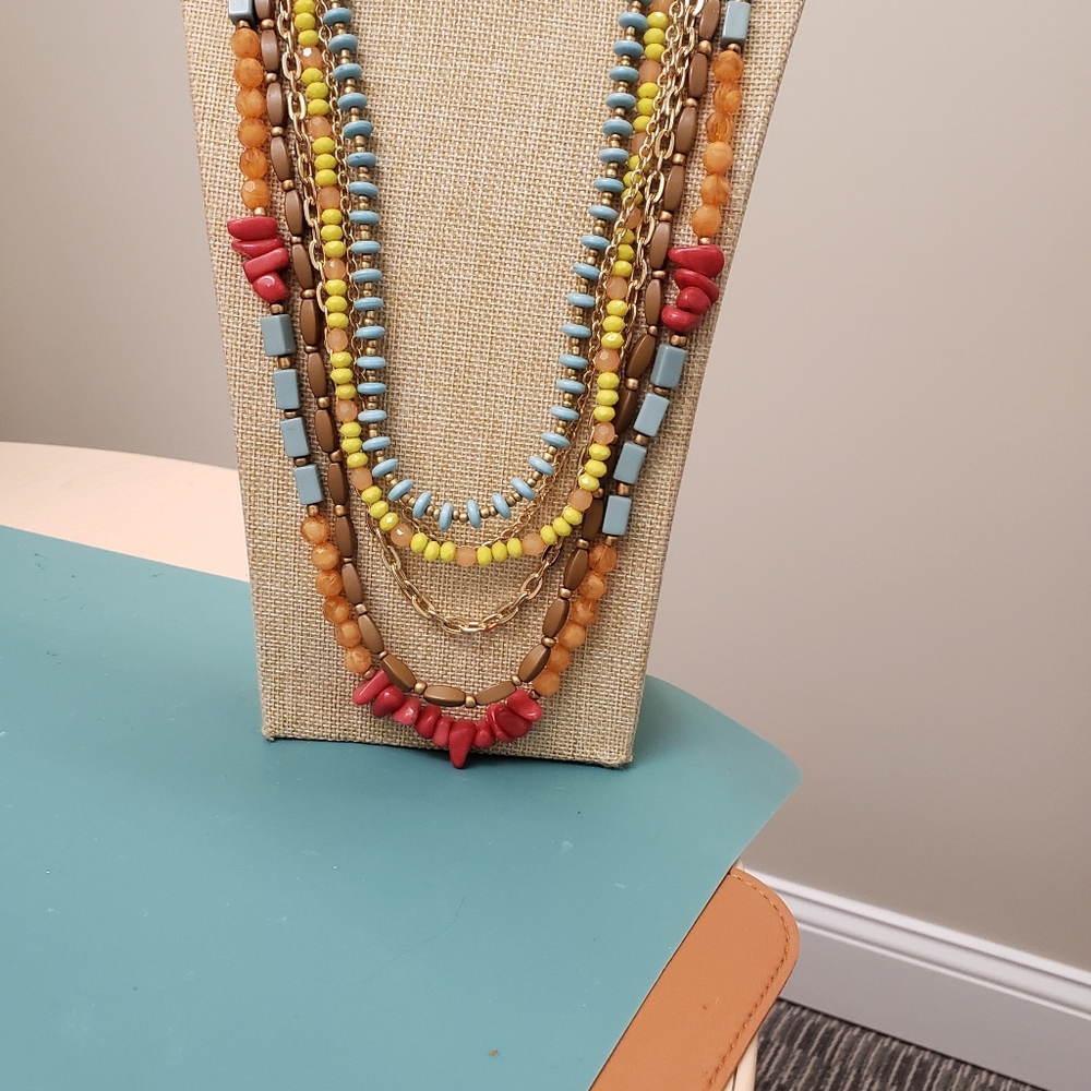 Multi Layer, Multi Strand, Multi Color Beaded Gem… - image 4